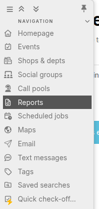 Reports link highlighted in the left navigation panel