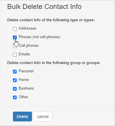 Delete old phone numbers