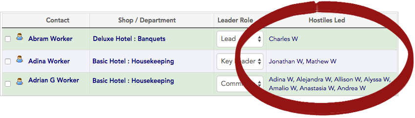 Search results layout showing calculated column with multiple worker names