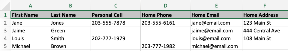 Sample Broadstripes import file with header row selected