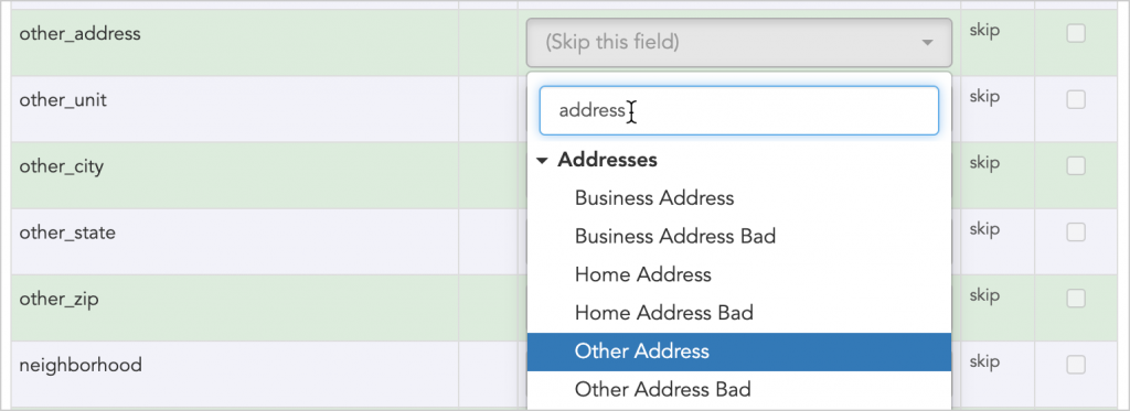 Manually map any fields that haven't been automatically mapped.