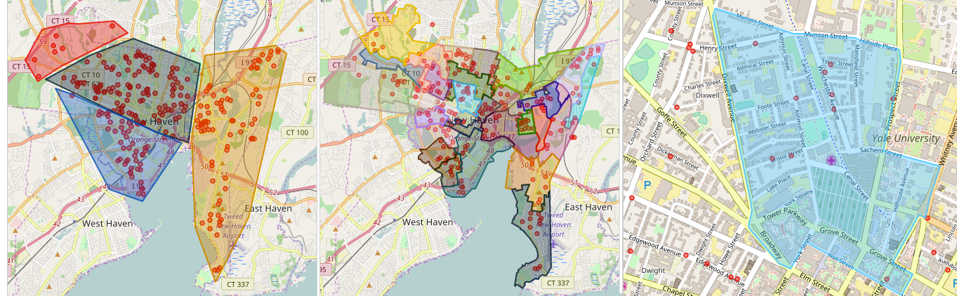 **Shape groups** can be simple (left) or more complex (center). Individual **shapes** (right) are assembled to make shape groups.