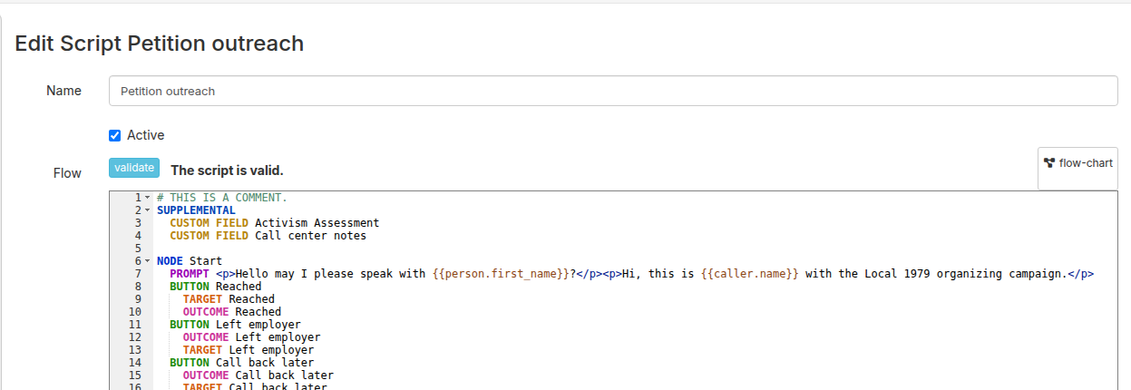 Call script editor