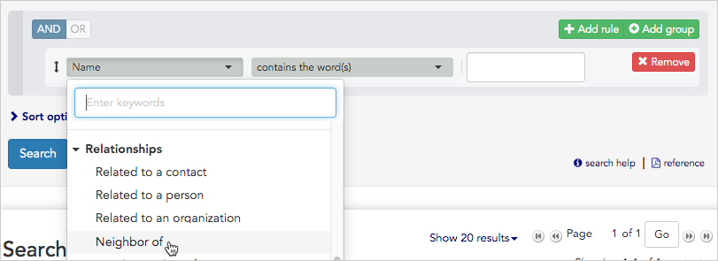 Search builder neighbor