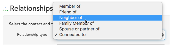 Select relationship type