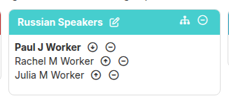 Show groups view with leadership arrow icons