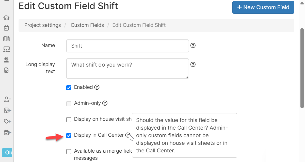 Display in Call Center