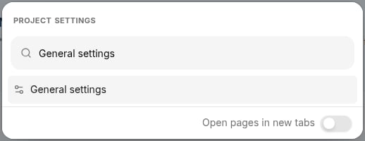 Settings menu showing General settings