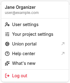 What's new menu item in the user menu