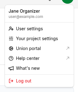 What's new menu item in the user menu