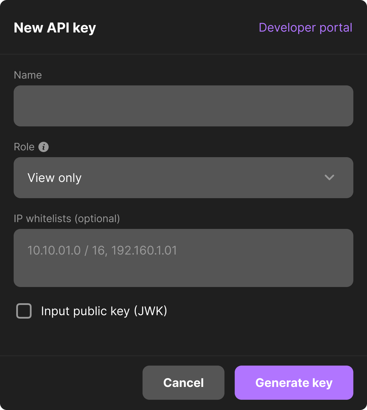 New API Key Form