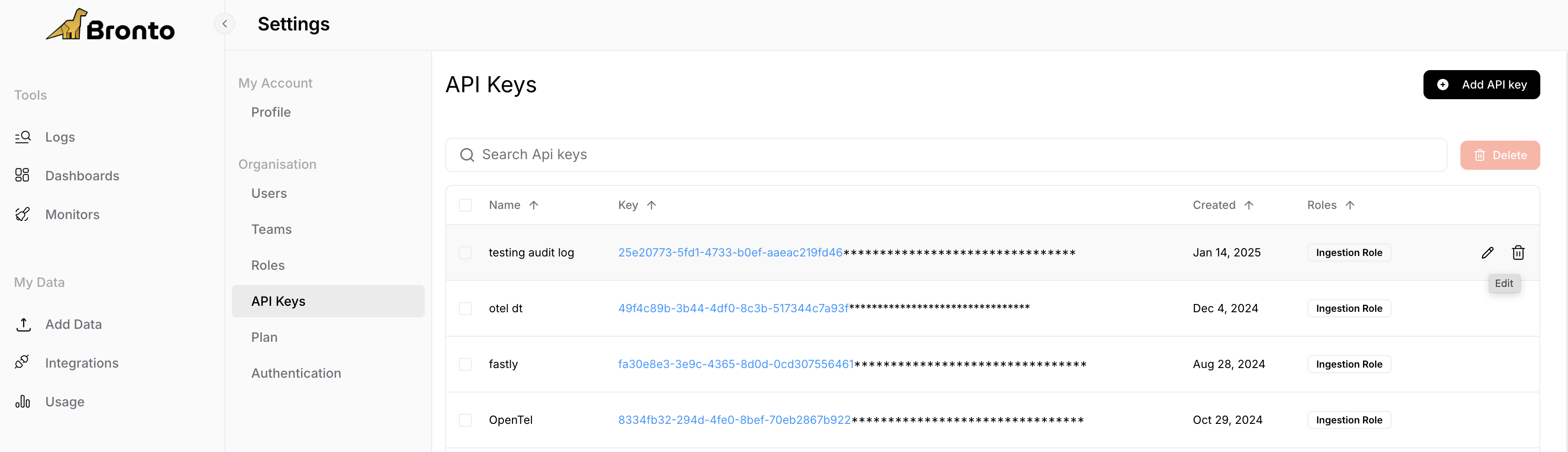 API Keys - Bronto Docs
