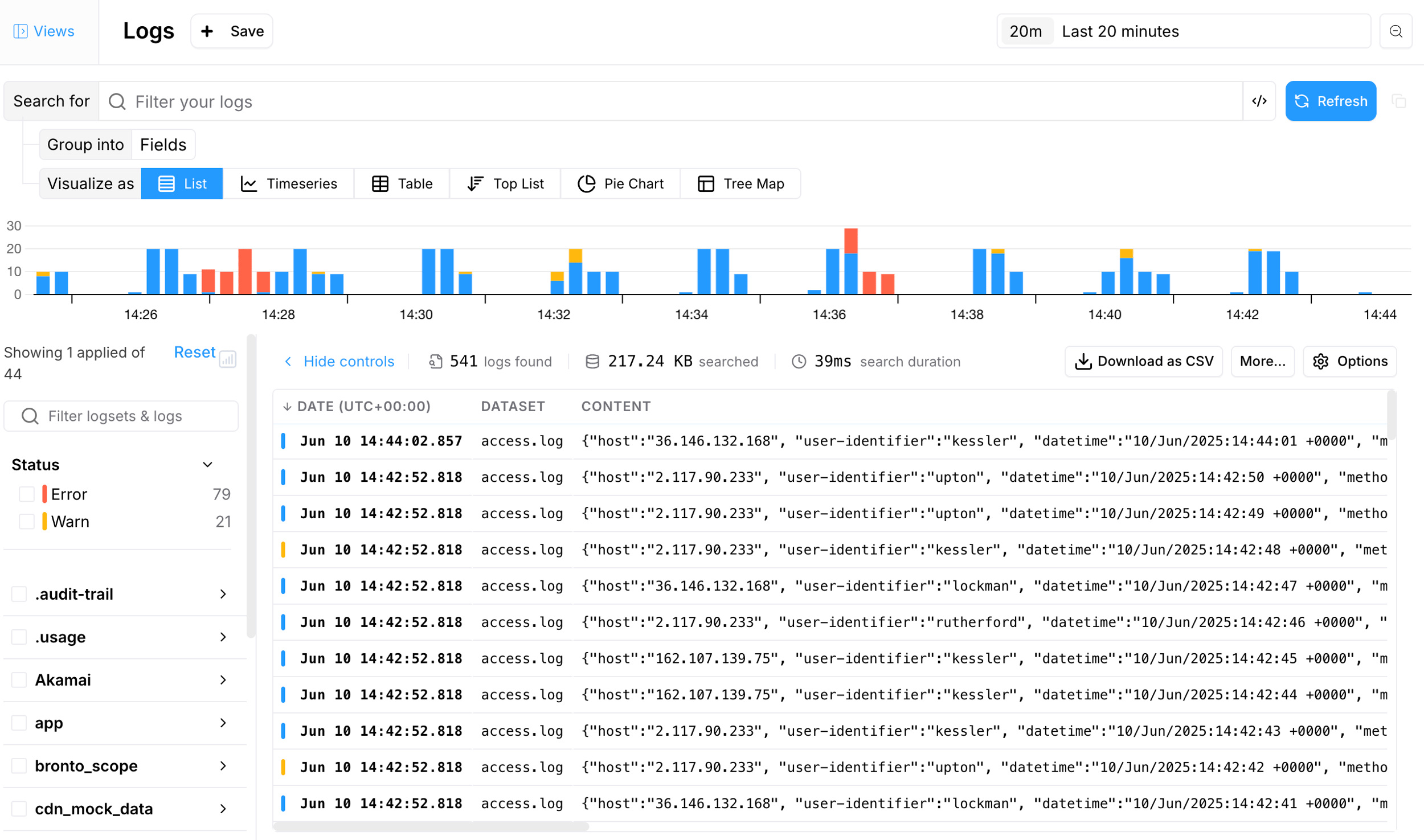 Log Visualization - Bronto Docs