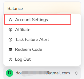 Open Account Settings from the account menu