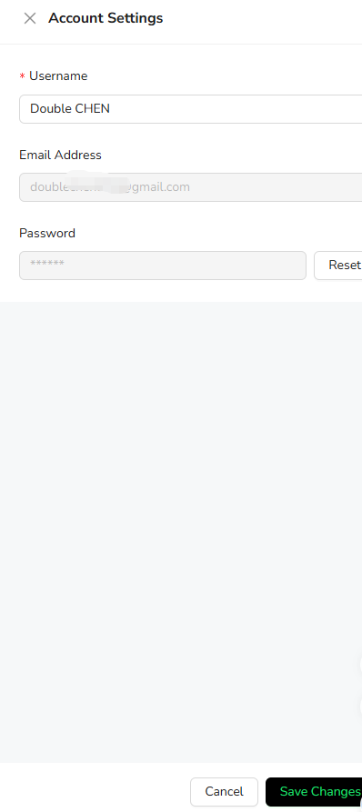 Change the username or reset the password