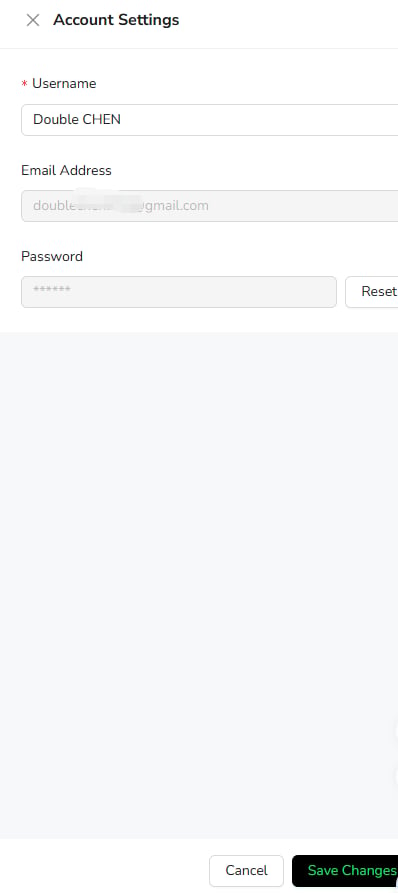 Change the username or reset the password