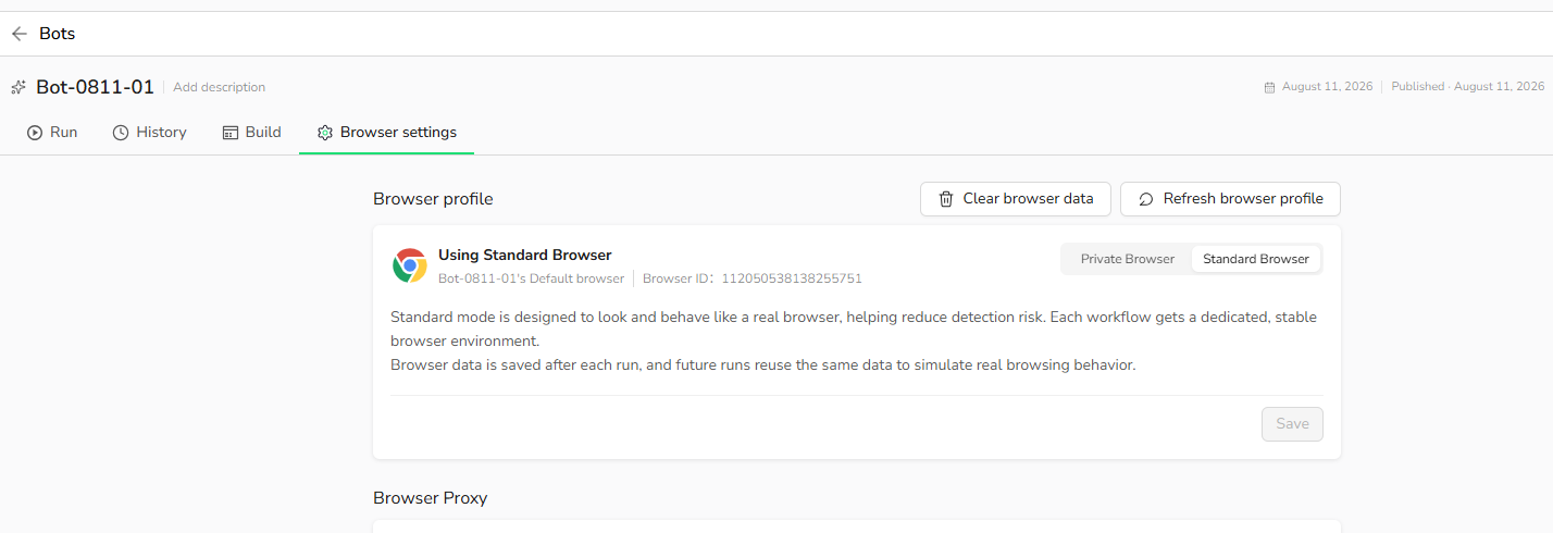Choose a browser mode in Browser settings