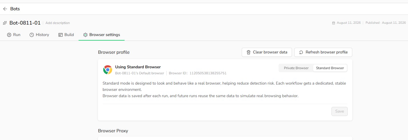 Choose a browser mode in Browser settings
