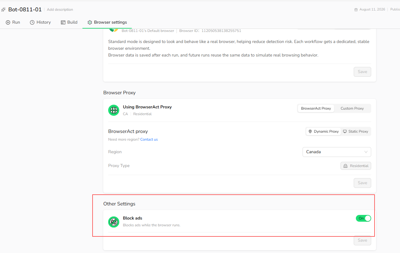 Enable Block ads in Other Settings