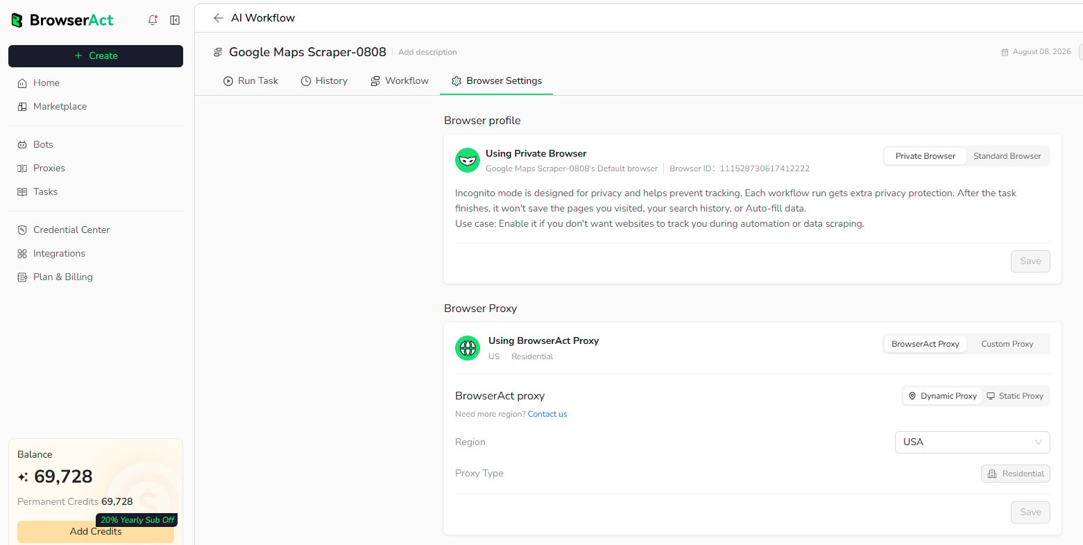 Choose Private Browser in Browser settings