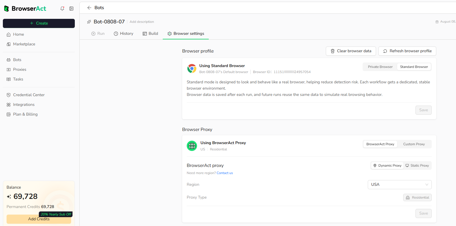 Open Browser settings from a Bot