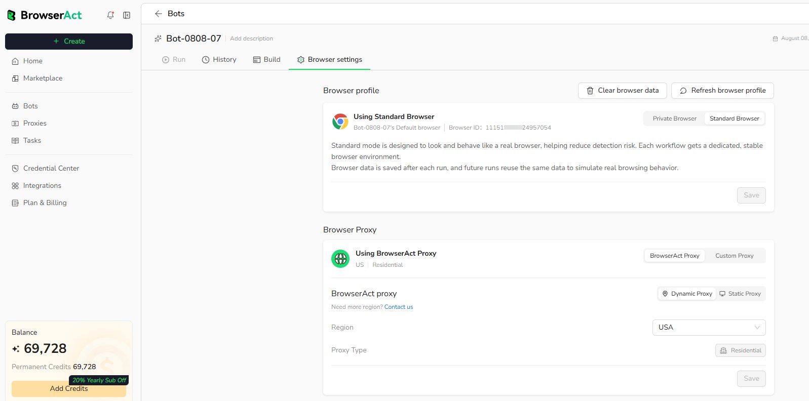 Open Browser settings from a Bot