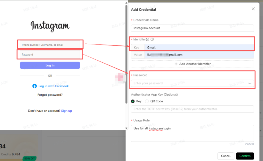 Map a two-field login to one Identifier and Password