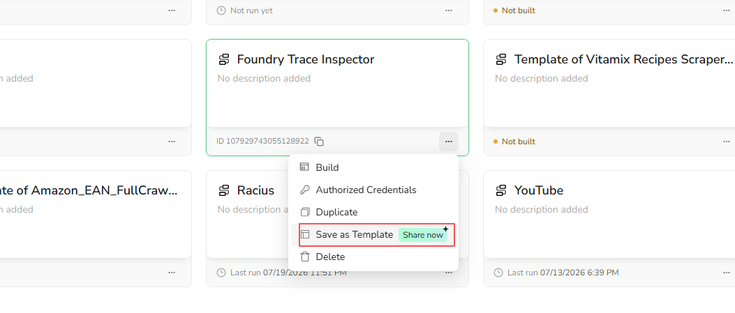 Save a Workflow Built Bot as a template for sharing