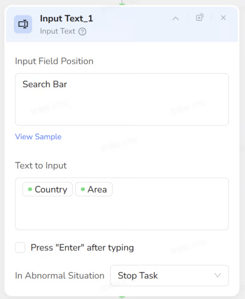 Input Text node configured for a Google Maps search