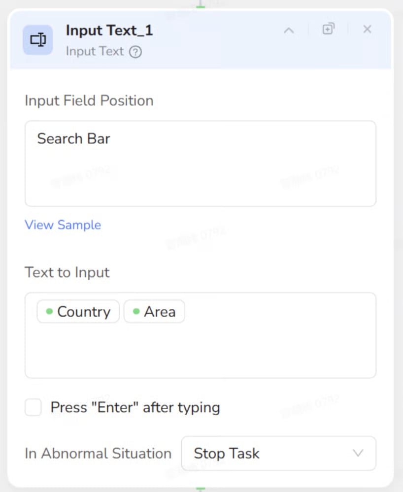 Input Text node configured for a Google Maps search