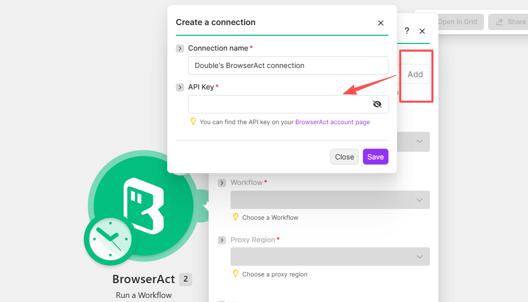 Create a Make connection with a BrowserAct API key