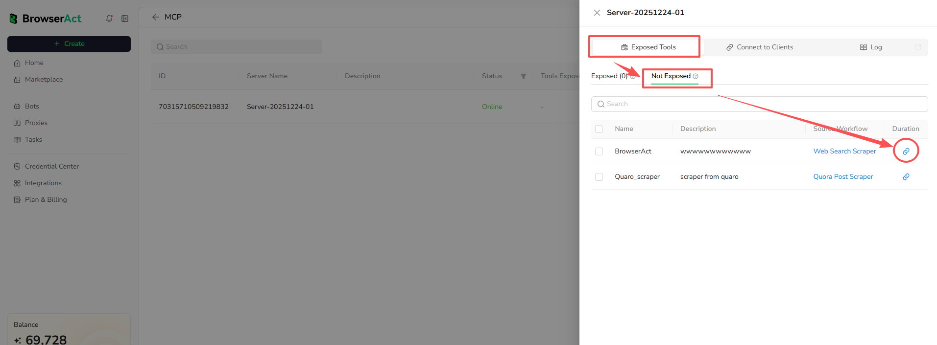 Select a Workflow Built Bot that has not been exposed