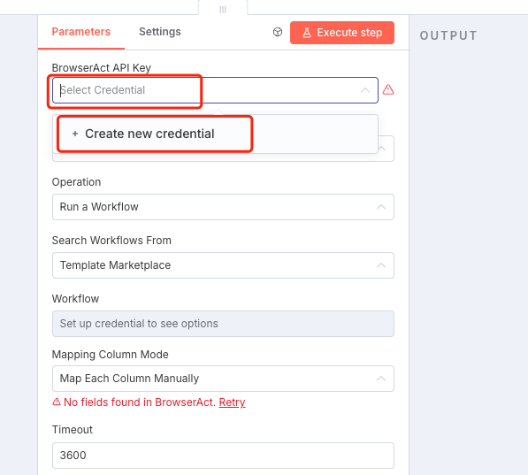 Create a BrowserAct credential in n8n