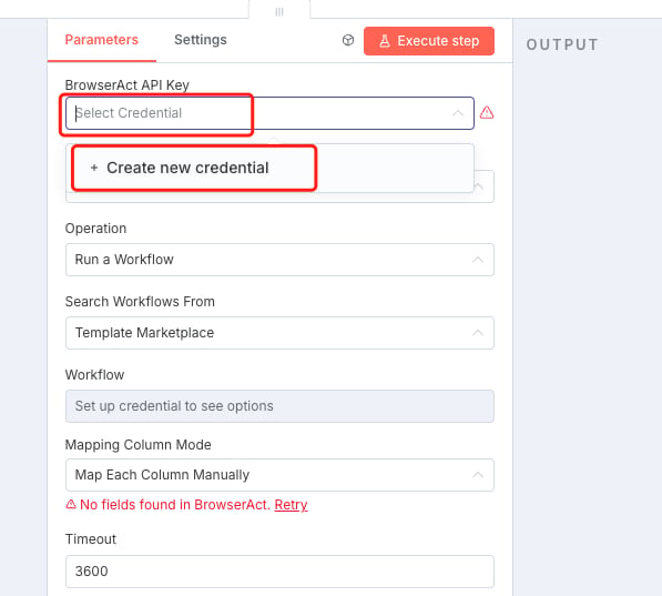 Create a BrowserAct credential in n8n