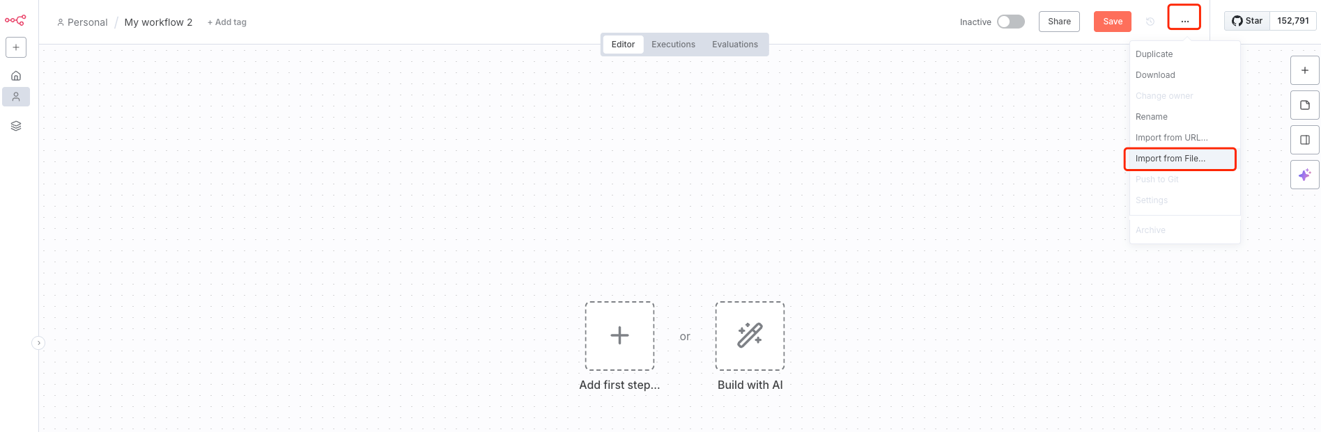 Choose the n8n workflow JSON file