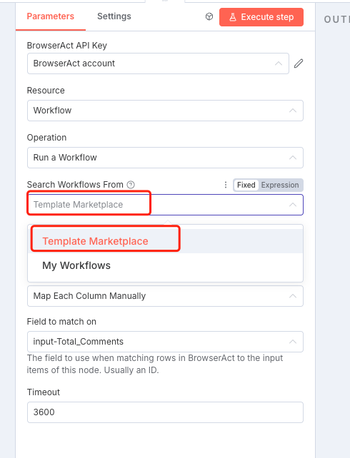 Choose where n8n searches for BrowserAct workflows