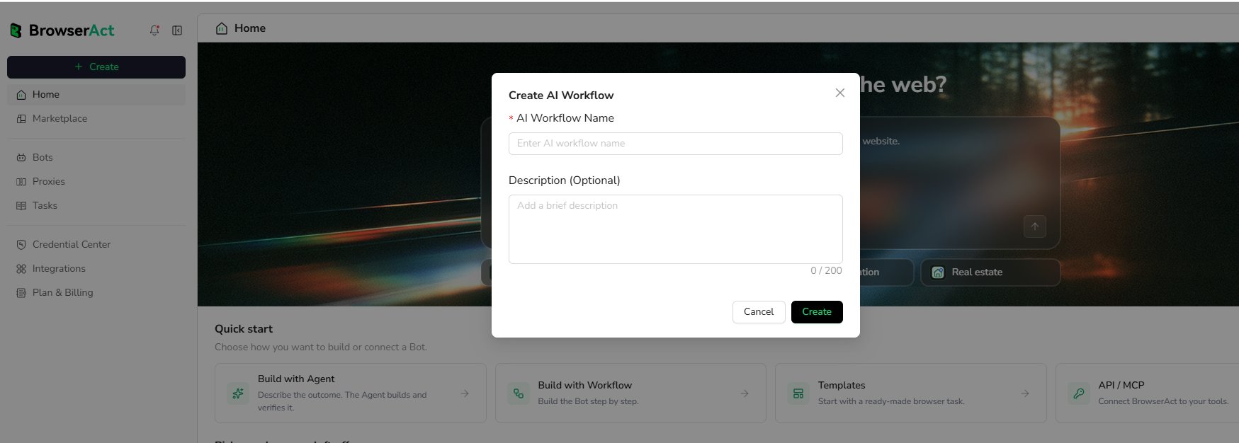 Name and create the Workflow Built Bot