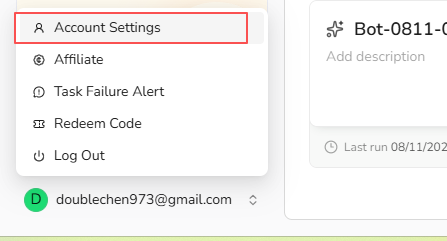 Open Account Settings from the account menu