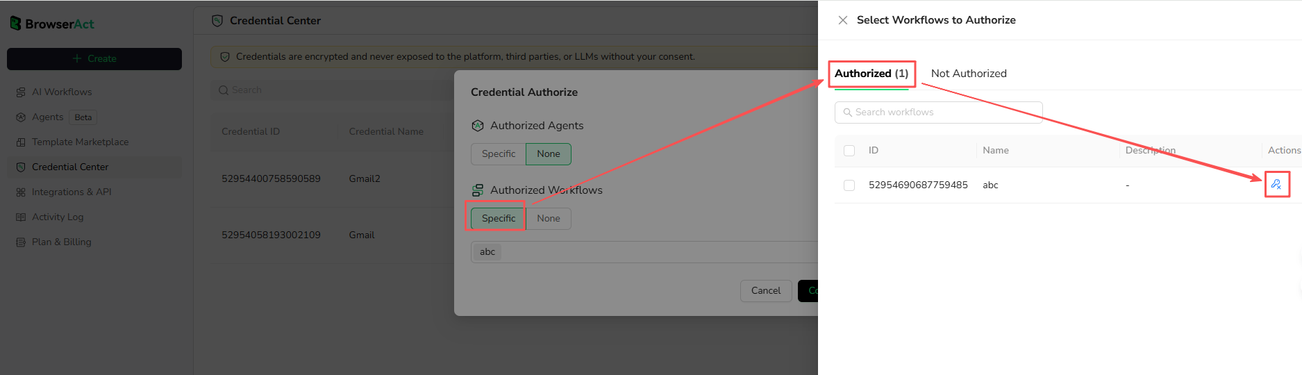 Revoke a Workflow Built Bot's credential authorization