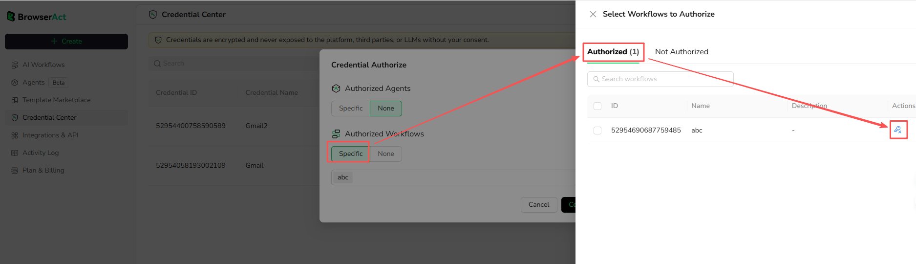 Revoke a Workflow Built Bot's credential authorization