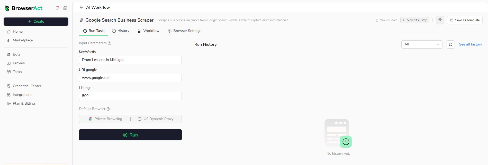 Enter inputs and run a Workflow Built Bot