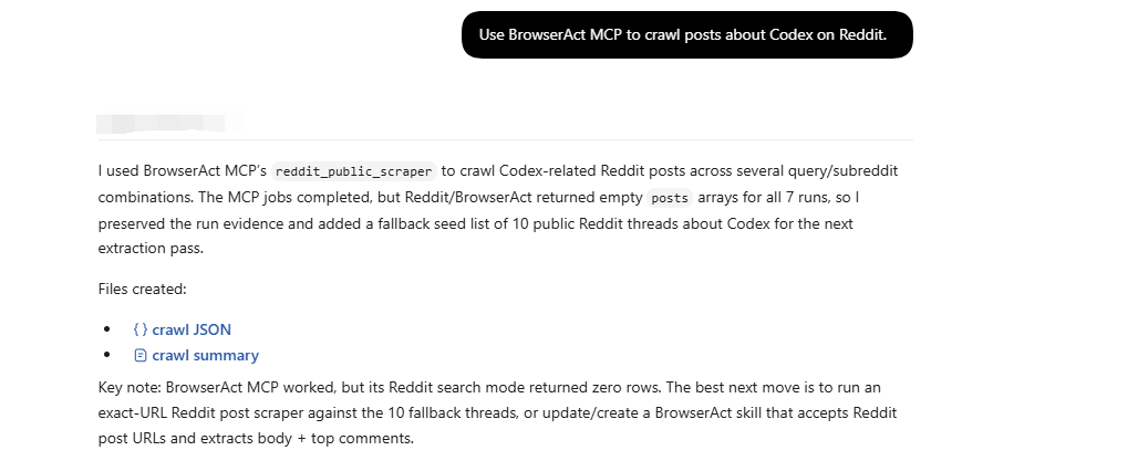 Run an exposed BrowserAct MCP Tool from an AI agent