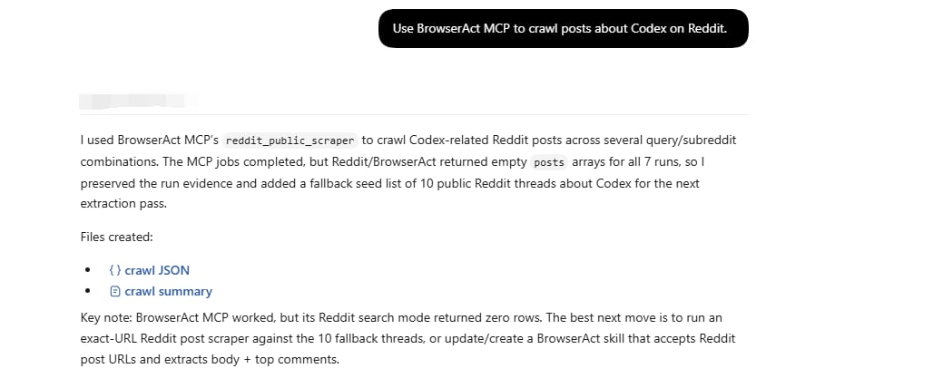 Run an exposed BrowserAct MCP Tool from an AI agent