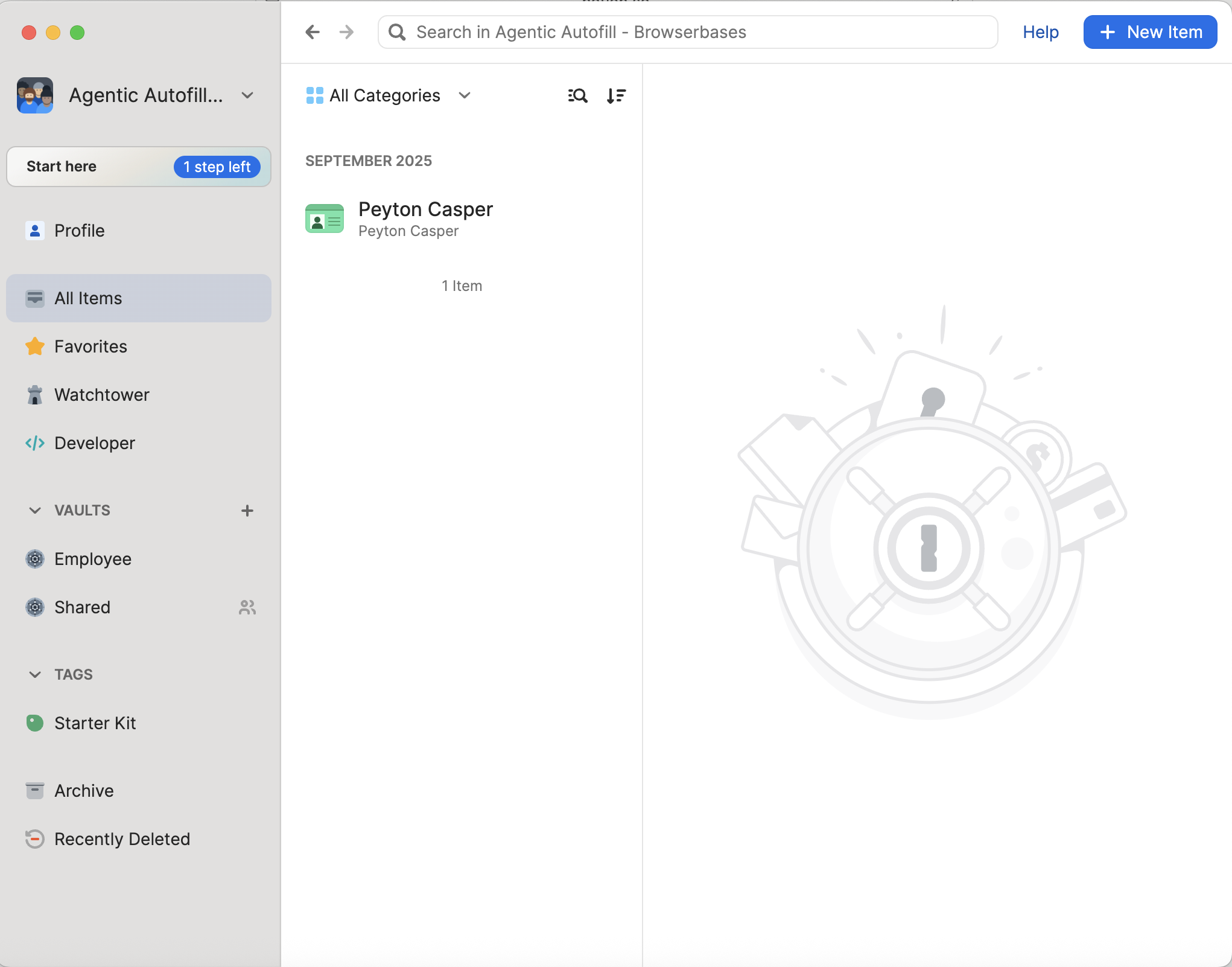 Create new login item in 1Password