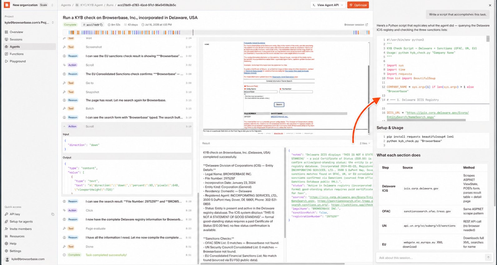 Optimize response with an arrow pointing to the generated script