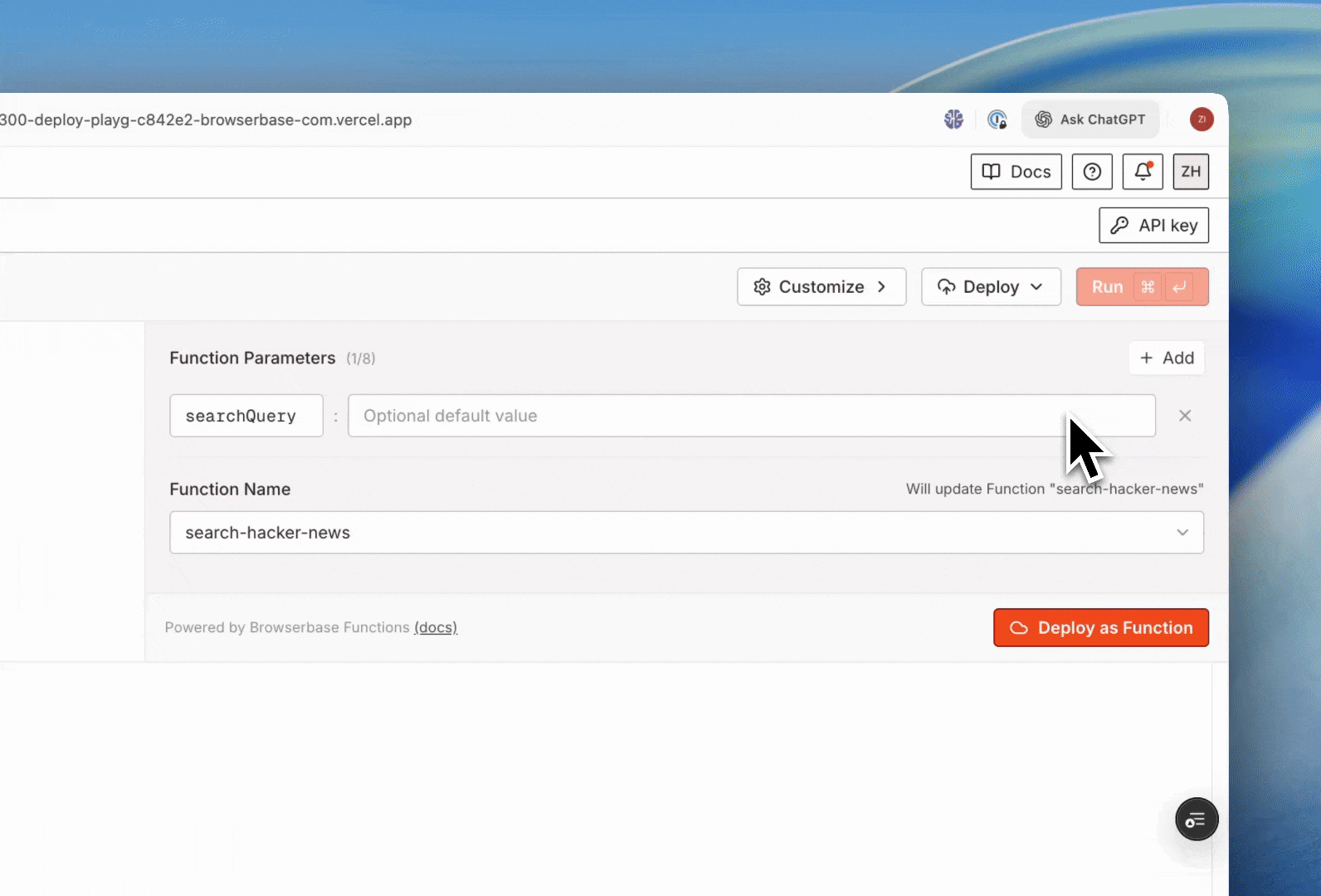 Adding function parameters