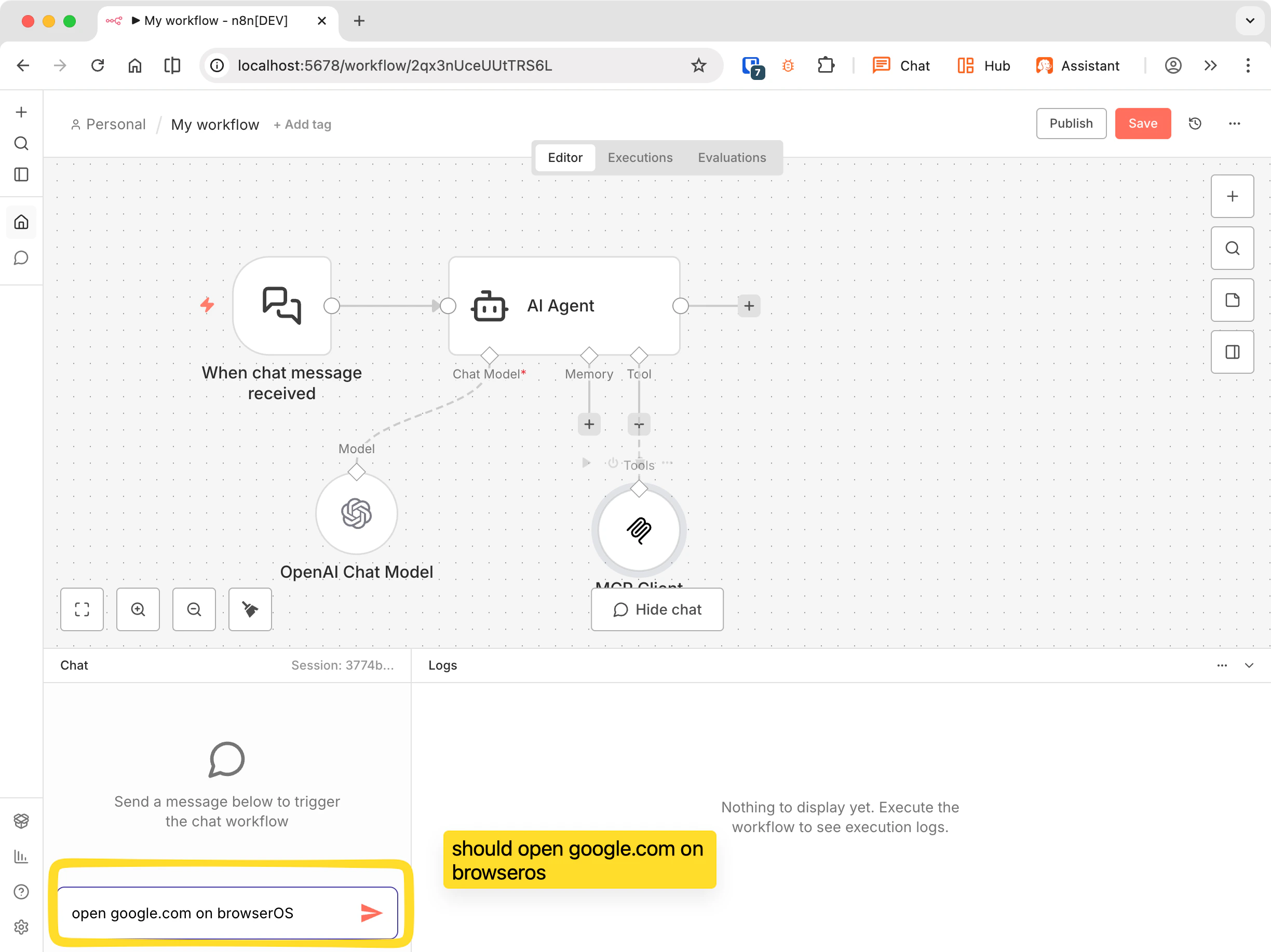 Testing the workflow