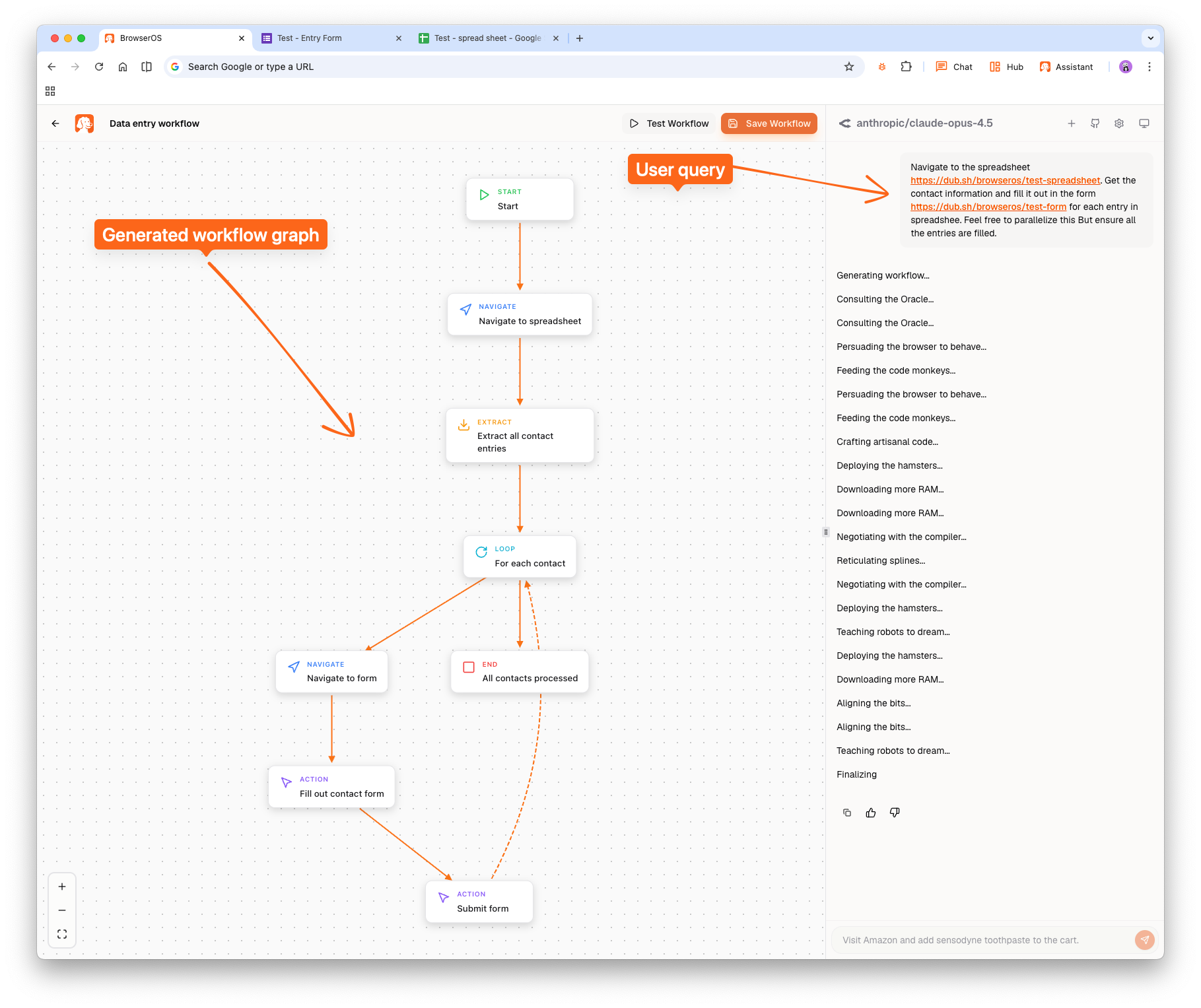 Generated workflow graph with parallel execution
