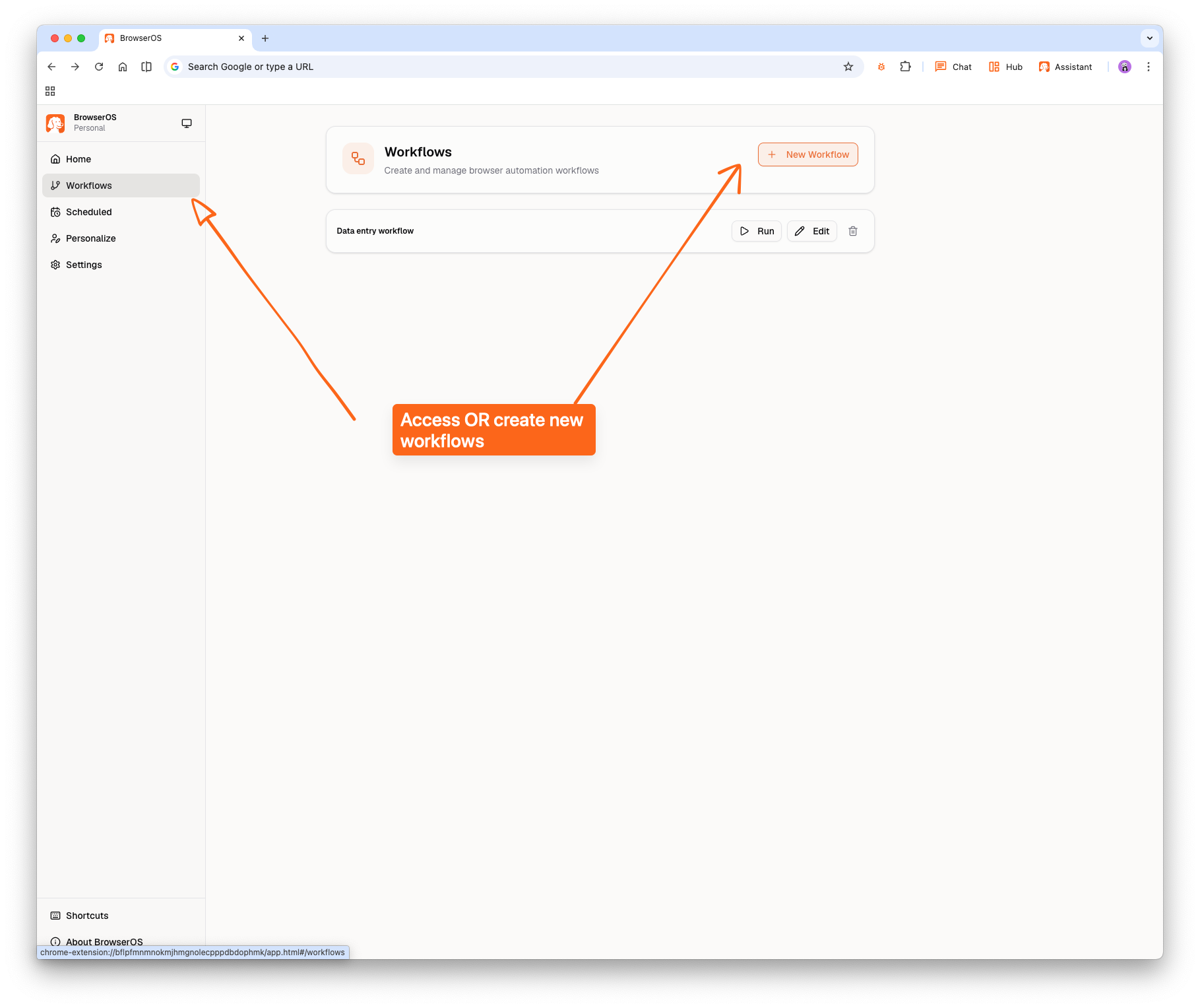 Access Workflows from the sidebar or create a new workflow