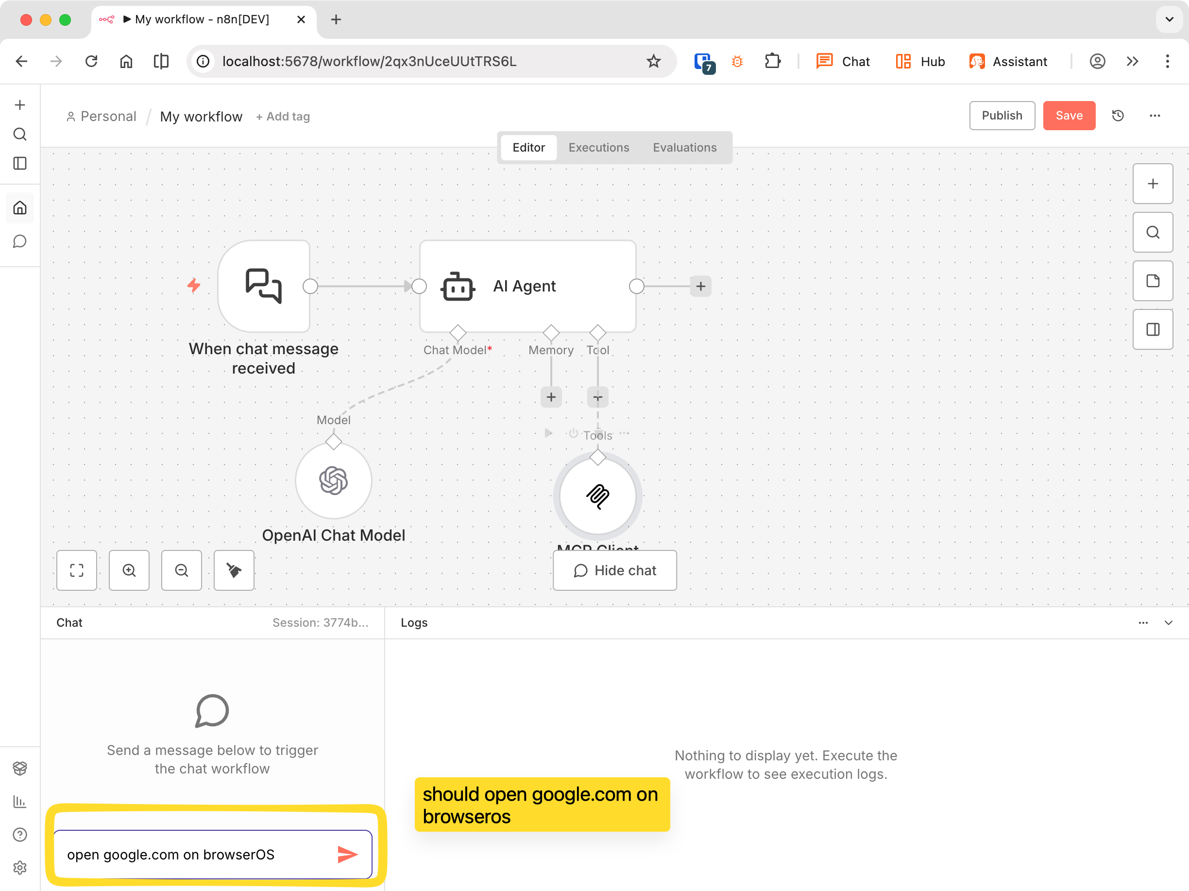 Testing the workflow